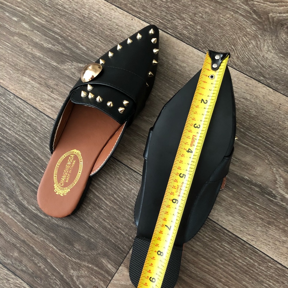 New  Boutique Studded Slip On Black Mules - Picture 6 of 8